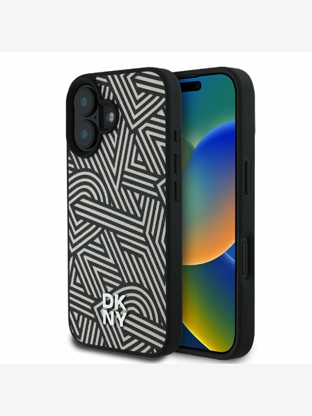 DKNY DKNY PU Leder Crosswalk Muster Magsafe Schutzhülle für iPhone 16 Elfenbein