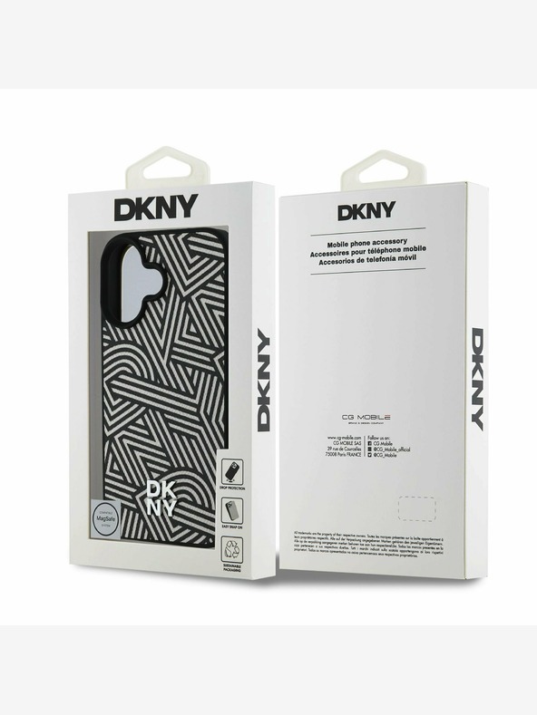 DKNY DKNY PU Leder Crosswalk Muster Magsafe Schutzhülle für iPhone 16 Elfenbein
