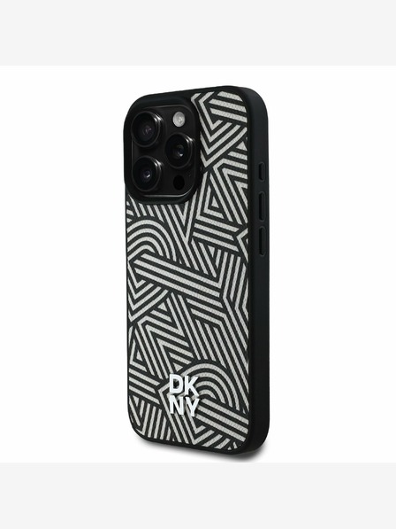 DKNY DKNY PU Leder Crosswalk Muster Magsafe Schutzhülle für iPhone 16 Pro Elfenbein