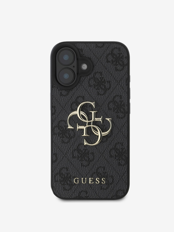 Guess Guess PU 4G Metall-Logo Schutzhülle für iPhone 16 Grau