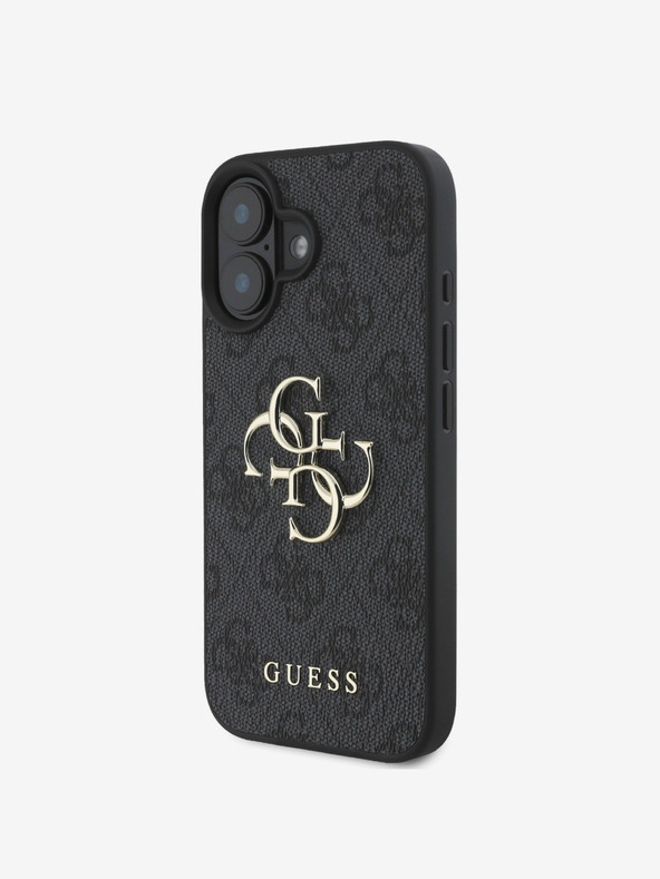 Guess Guess PU 4G Metall-Logo Schutzhülle für iPhone 16 Grau