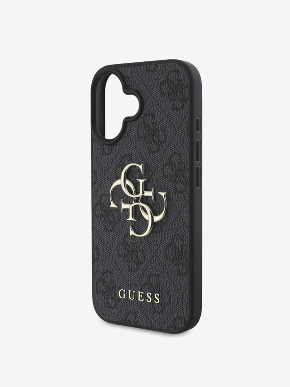 Guess Guess PU 4G Metall-Logo Schutzhülle für iPhone 16 Grau