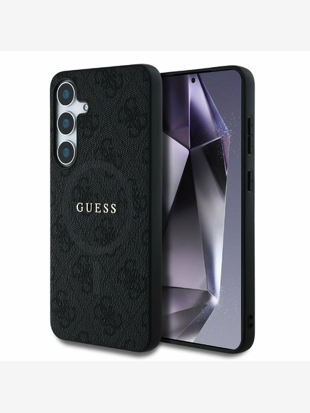 Guess PU Leather 4G Colored Ring MagSafe Rückseite Hülle für Samsung Galaxy S25+ Schwarz Handyhülle