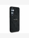 Guess PU Leather 4G Colored Ring MagSafe Rückseite Hülle für Samsung Galaxy S25+ Schwarz Handyhülle