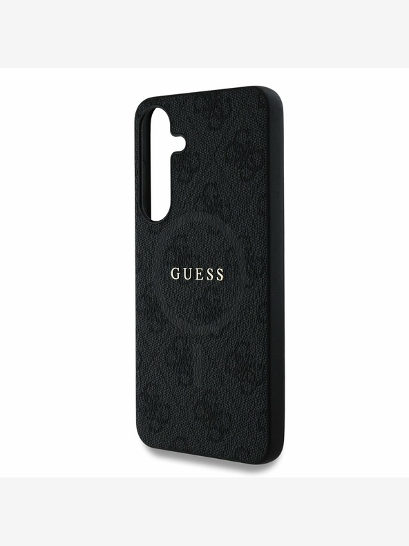 Guess PU Leather 4G Colored Ring MagSafe Rückseite Hülle für Samsung Galaxy S25+ Schwarz Handyhülle