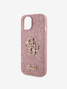 Guess PU Fester Glitzer 4G Metal Logo Rückseite Hülle für iPhone 13 Pink Handyhülle