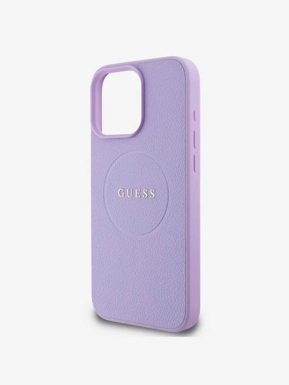 Guess Guess PU Grained Classic Logo MagSafe Schutzhülle für iPhone 16 Pro Lila