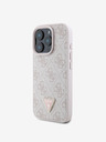 Guess Guess PU 4G Strass Dreieck Metall Logo Rückwand für iPhone 16 Pro Rosa