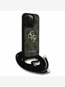 Guess Guess PU PU 4G Metall-Logo Crossbody Strap Back Cover für iPhone 15 Pro Max Braun