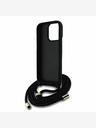 Guess Guess PU PU 4G Metall-Logo Crossbody Strap Back Cover für iPhone 15 Pro Max Braun