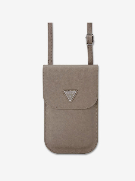 Guess Guess PU Grained Triangle Logo Handytasche Braun