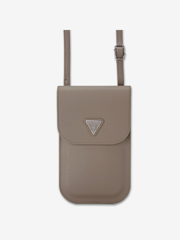 Guess Guess PU Grained Triangle Logo Handytasche Braun