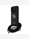 Guess Guess PU 4G Metall-Logo Crossbody Strap Back Cover für iPhone 16 Pro Schwarz