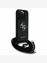 Guess Guess PU 4G Metall-Logo Crossbody Strap Back Cover für iPhone 16 Pro Schwarz