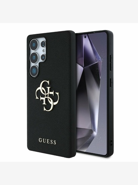 Guess Guess PU genarbtes 4G Metall-Logo Backcover für Samsung Galaxy S25 Ultra Schwarz