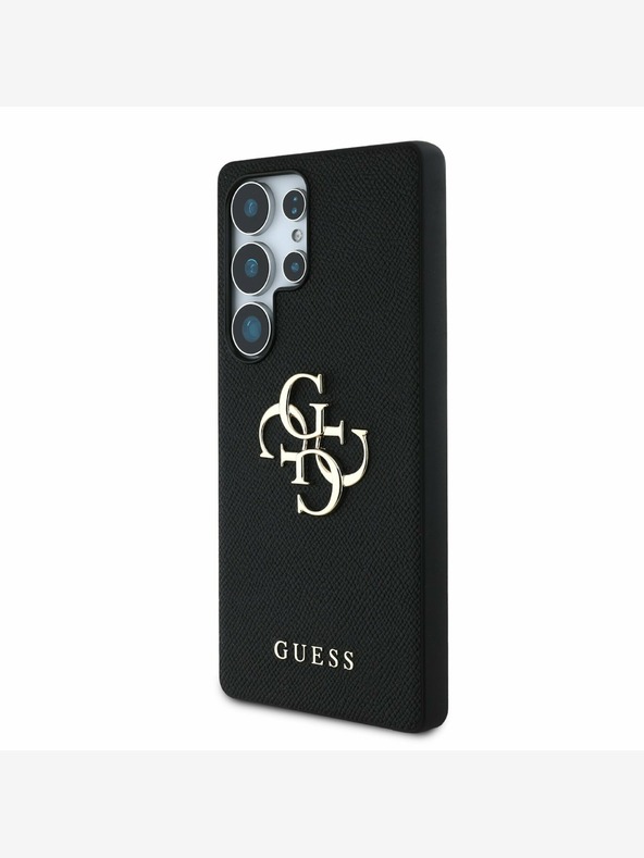 Guess Guess PU genarbtes 4G Metall-Logo Backcover für Samsung Galaxy S25 Ultra Schwarz