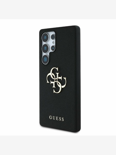 Guess Guess PU genarbtes 4G Metall-Logo Backcover für Samsung Galaxy S25 Ultra Schwarz