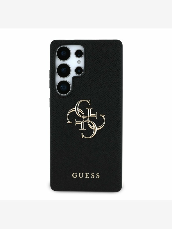 Guess Guess PU genarbtes 4G Metall-Logo Backcover für Samsung Galaxy S25 Ultra Schwarz