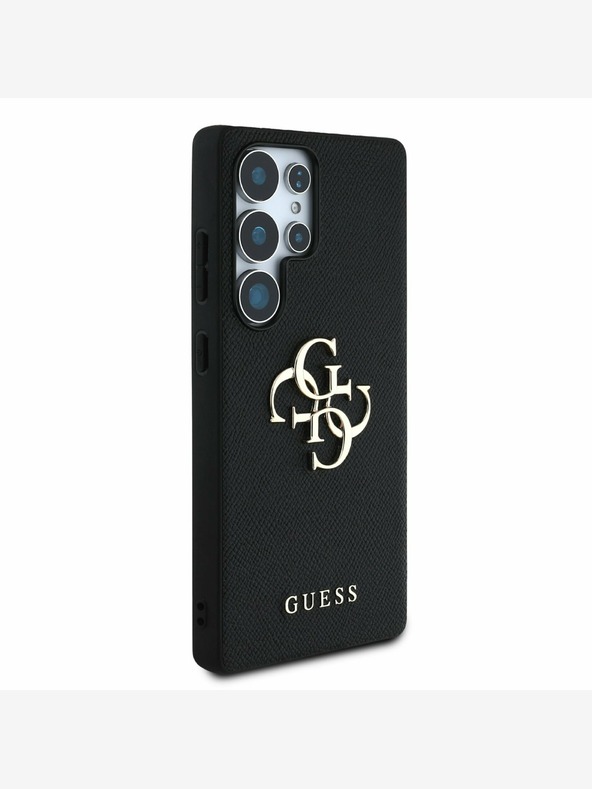Guess Guess PU genarbtes 4G Metall-Logo Backcover für Samsung Galaxy S25 Ultra Schwarz