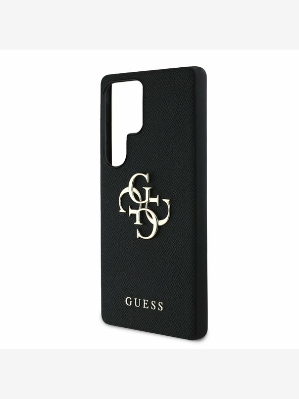 Guess Guess PU genarbtes 4G Metall-Logo Backcover für Samsung Galaxy S25 Ultra Schwarz