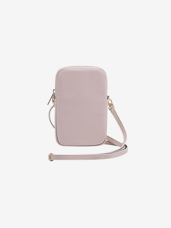 Guess Guess PU Genarbtes 4G Metall Logo Handytasche mit Reißverschluss Pink