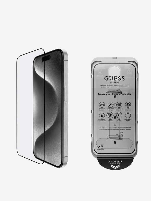 Guess Guess Gehärtetes Glas 2.5D für iPhone 16 Schwarz