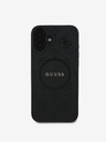 Guess Guess Saffiano Peony Stamp MagSafe Back Cover für iPhone 16 Schwarz