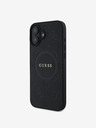 Guess Guess Saffiano Peony Stamp MagSafe Back Cover für iPhone 16 Schwarz