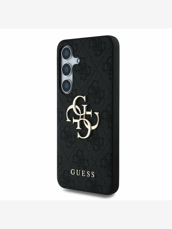 Guess PU 4G Metal Logo Rückseite Hülle für Samsung Galaxy S25+ Grau Handyhülle