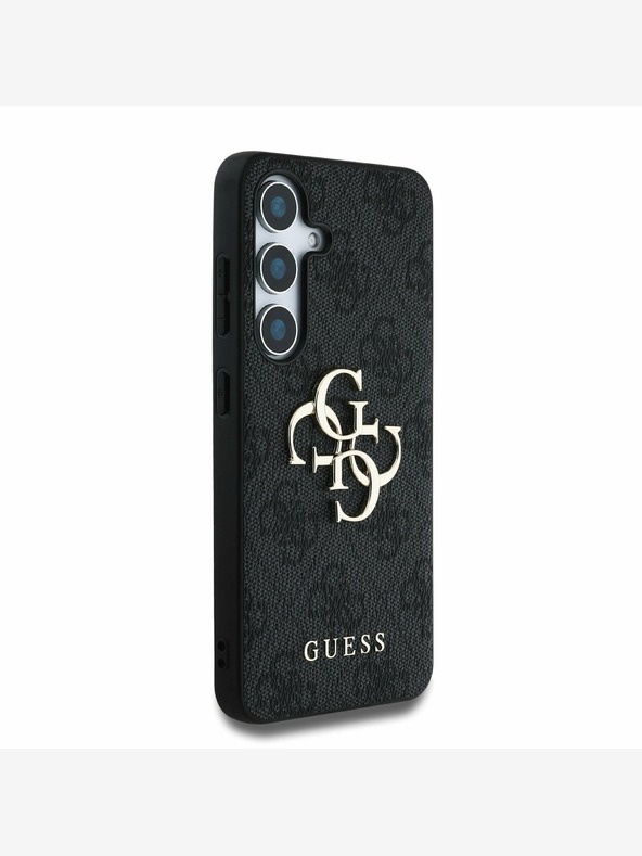 Guess PU 4G Metal Logo Rückseite Hülle für Samsung Galaxy S25+ Grau Handyhülle