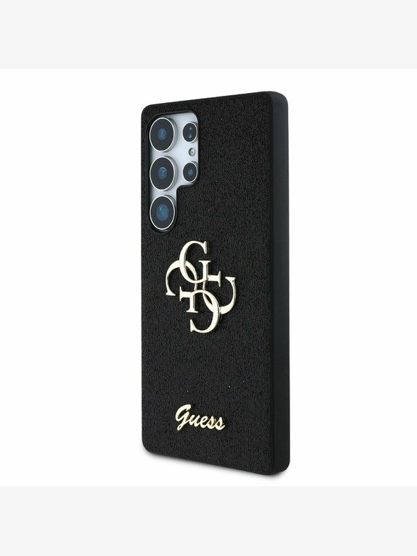 Guess Guess PU Fixed Glitter 4G Metall Logo Back Cover für Samsung Galaxy S25 Ultra Schwarz