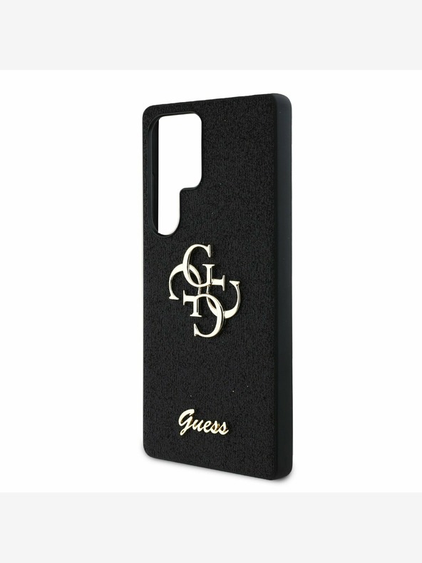Guess Guess PU Fixed Glitter 4G Metall Logo Back Cover für Samsung Galaxy S25 Ultra Schwarz