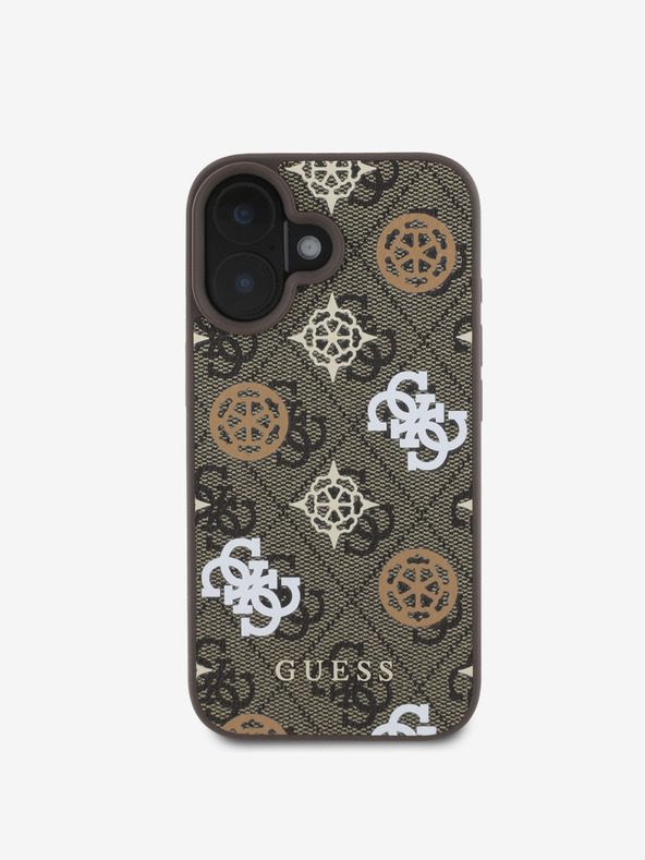 Guess Guess PU 4G Pfingstrose MagSafe Schutzhülle für iPhone 16 Braun