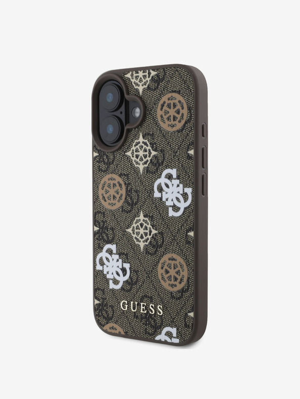 Guess Guess PU 4G Pfingstrose MagSafe Schutzhülle für iPhone 16 Braun