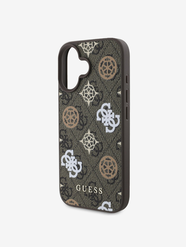 Guess Guess PU 4G Pfingstrose MagSafe Schutzhülle für iPhone 16 Braun