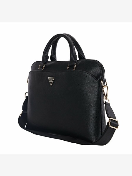 Guess Guess PU genarbte Dreieckslogo-Notebooktasche 15/16" Schwarz
