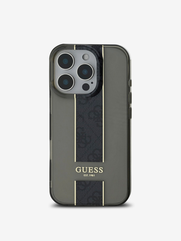 Guess Guess IML Middle 4G Stripe Back Cover für iPhone 16 Pro Schwarz