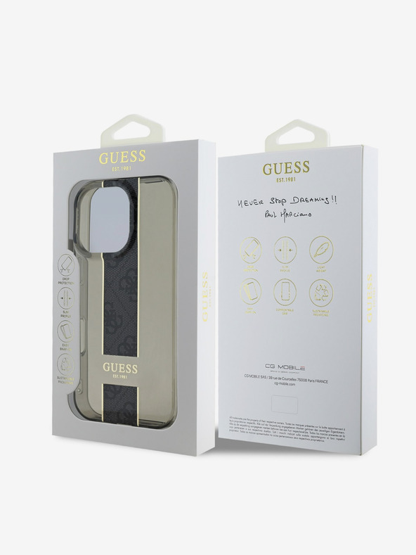 Guess Guess IML Middle 4G Stripe Back Cover für iPhone 16 Pro Schwarz