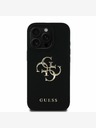 Guess Guess PU genarbtes 4G Metall-Logo Backcover für iPhone 16 Pro Schwarz