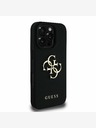 Guess Guess PU genarbtes 4G Metall-Logo Backcover für iPhone 16 Pro Schwarz
