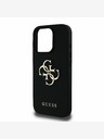 Guess Guess PU genarbtes 4G Metall-Logo Backcover für iPhone 16 Pro Schwarz