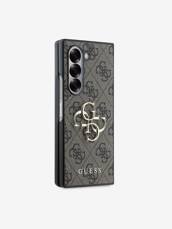 Guess Guess PU 4G Metall-Logo-Rückseite für Samsung Galaxy Z Fold 6 Braun