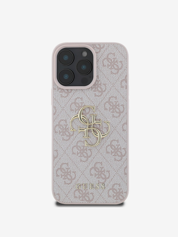 Guess Guess PU 4G Metall-Logo Schutzhülle für iPhone 16 Pro Max Rosa