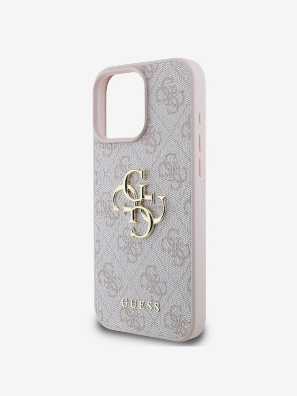 Guess Guess PU 4G Metall-Logo Schutzhülle für iPhone 16 Pro Max Rosa