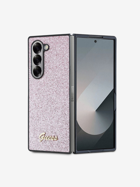 Guess Guess PC/TPU Glitter Flakes Metall-Logo Rückseite für Samsung Galaxy Z Fold 6 Pink