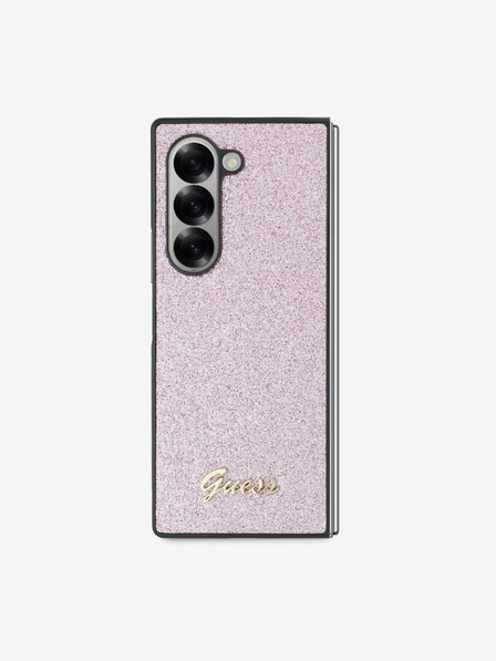 Guess Guess PC/TPU Glitter Flakes Metall-Logo Rückseite für Samsung Galaxy Z Fold 6 Pink