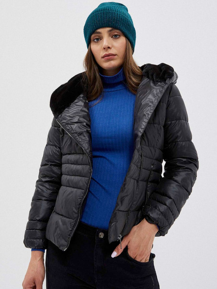 Moodo Schwarze kurze Damen-Steppjacke Moodo