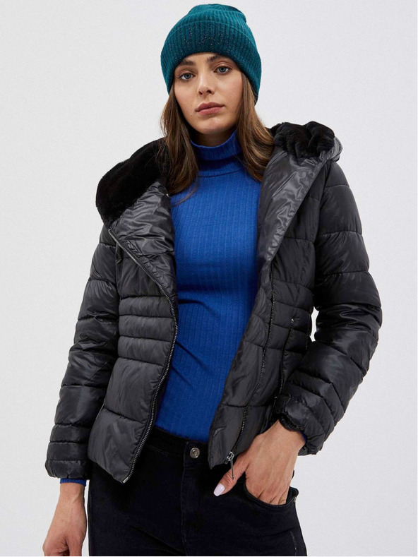 Moodo Schwarze kurze Damen-Steppjacke Moodo