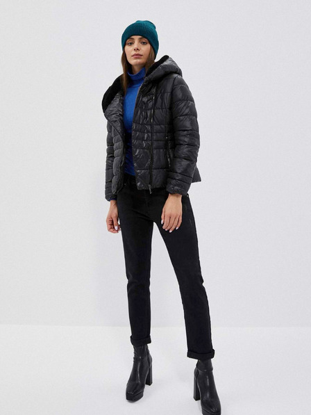 Moodo Schwarze kurze Damen-Steppjacke Moodo
