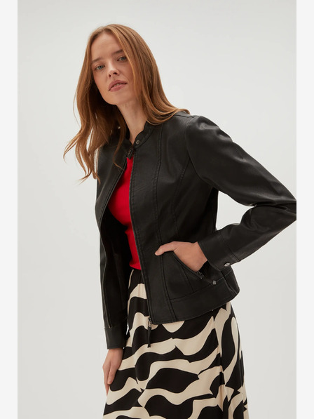 Moodo Schwarze Damen Lederjacke Moodo
